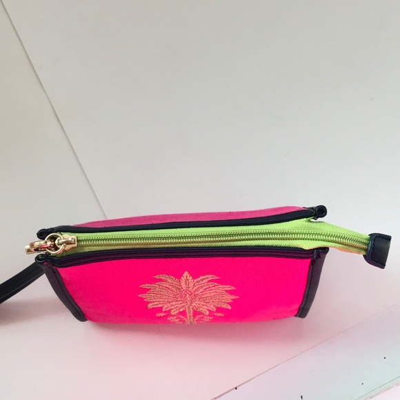 SPARTINA Daufuskie Island Wristlet Pouch Linen Leather Bag Pink Floral Paisley - Picture 3 of 16